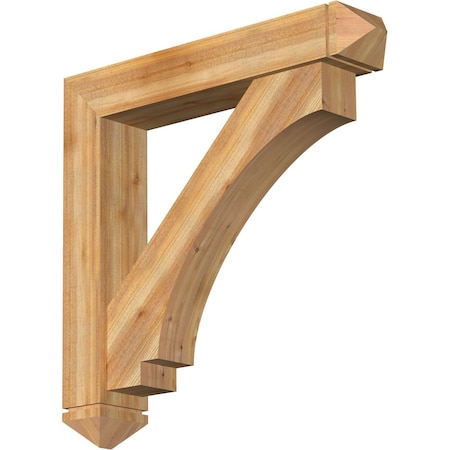 Imperial Arts And Crafts Rough Sawn Bracket W/ Offset Brace, Western Red Cedar, 8W X 44D X 44H